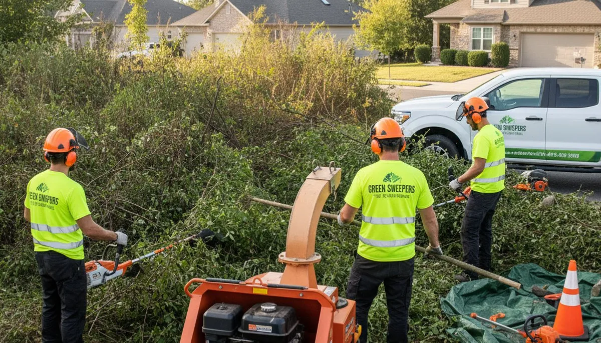 Professional shrub removal service in Cleveland, OH clearing overgrown landscape by Chop Chop Tree
