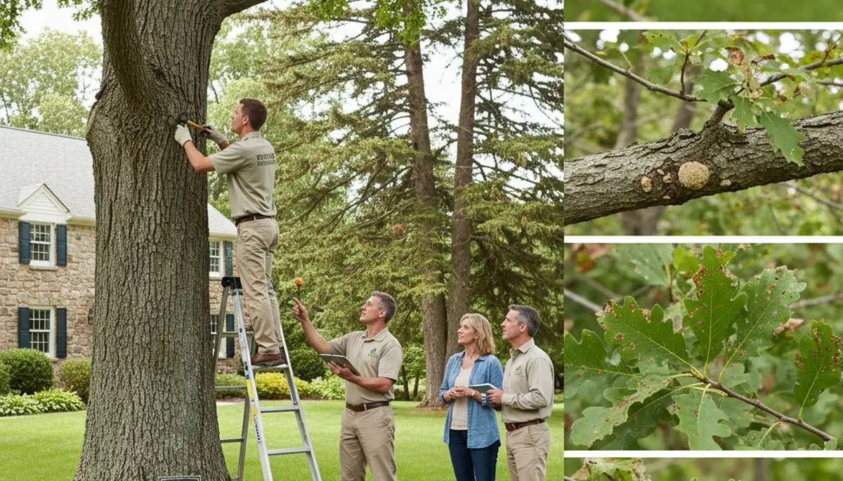 Certified arborist performing tree health assessment for Bedford, OH homeowners near Cleveland, Ohio