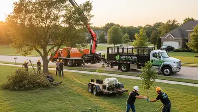Arborist planting new tree in Cleveland, OH yard for Chop Chop Tree professional tree planting service