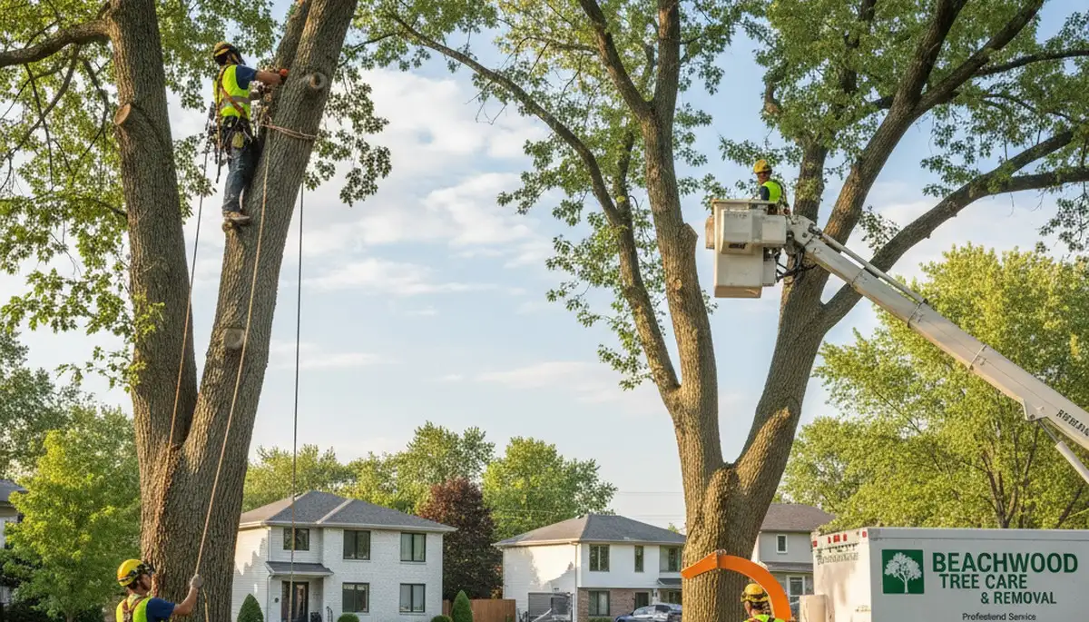 Professional tree removal service in Cleveland, OH clearing large oak safely