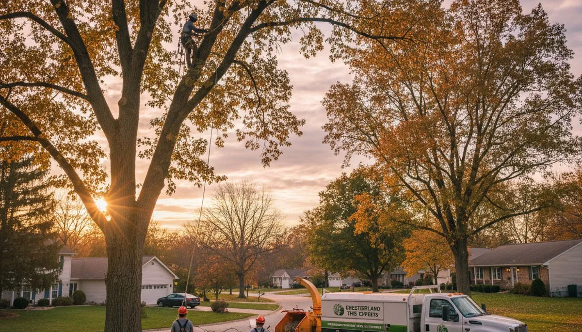 Professional tree removal service in Cleveland, OH safely clearing large oak trees