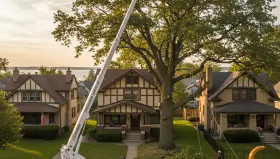 Professional tree removal service in Cleveland, OH safely cutting large oak branches