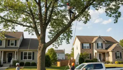 Professional tree removal service in Cleveland, OH safely cutting and clearing large trees