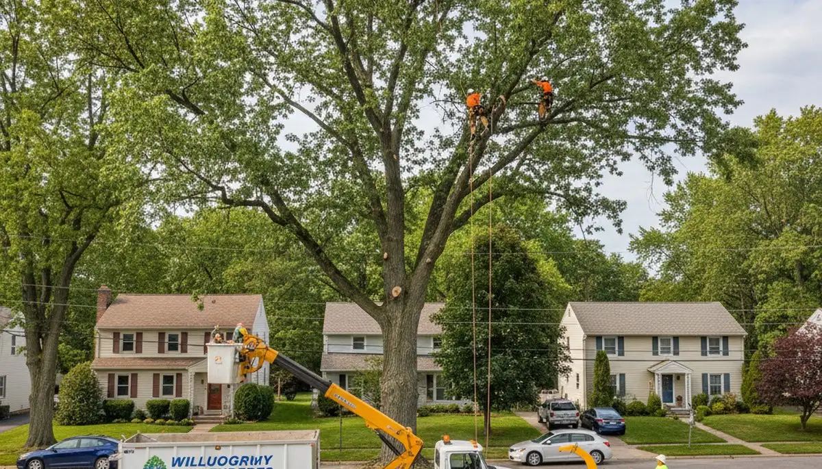 Professional tree removal service team working safely in Cleveland, Ohio